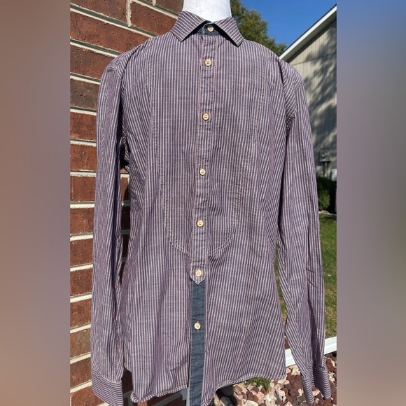 Ted Baker Men’s Blue Red Button Down Long Sleeve Business Casual Shirt Size 4 - Picture 1 of 10